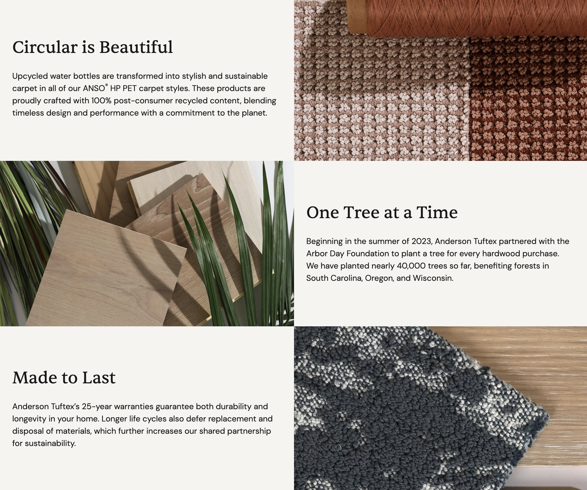 Sustainability messaging at the heart of the Anderson Tuftex brand.